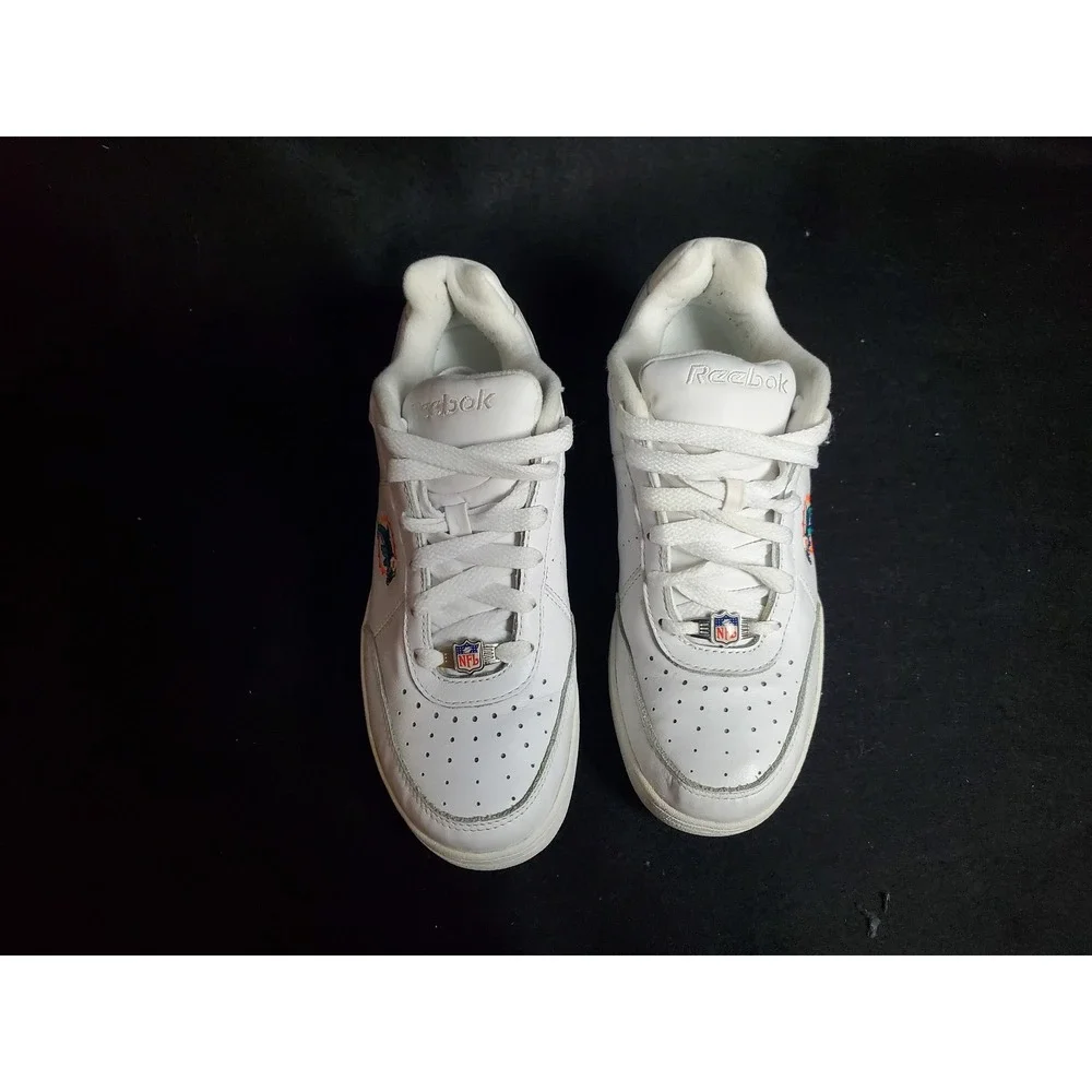 Reebok Miami Dolphins NFL White Leather Low Top Sneakers Womens 8.5 RB 607 KTS